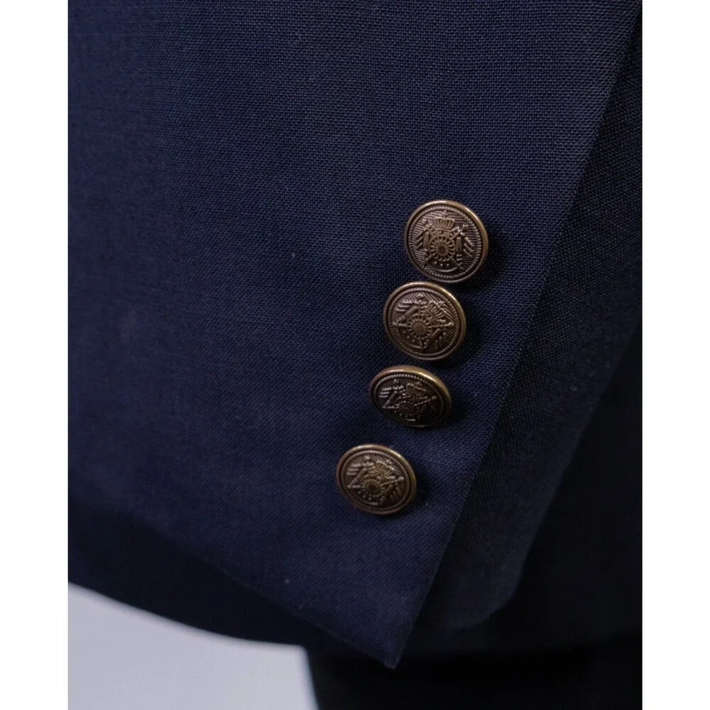 Club Room Charter Club Blazer Sz 48L Navy Gold Button Wool 2 Button Blazer Coat